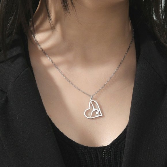 Silver Gymnastics Girl‎ Heart Necklace, Great Gifts - Dancer, Dancing Rhythmic - Picture 2 of 6